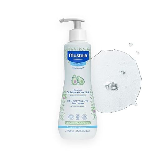 Mustela Baby Cleansing Water - No-Rinse Micellar Water - with Natural Avocado & Aloe Vera - for Baby's Face, Body & Diaper - 1 or 2-Pack - Various Sizes