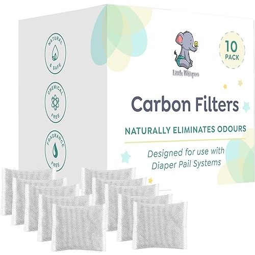 LittleWhispers Diaper Pail Odor Absorber -10 Pack - Carbon Filter Refills - Compatible with Diaper Genie Systems