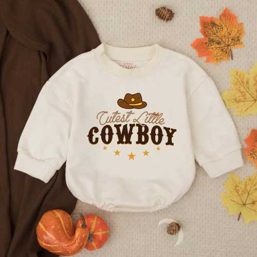 Cutest Little Cowboy Romper, Retro Cowboy Clothes, Country Sweatshirt, Western Newborn Clothes, Gender Neutral, Cowboy Shower Gift