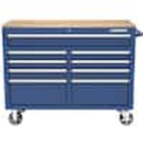 Husky Tool Storage 46 in. W x 18 in. D 9-Drawer Gloss Blue Mobile Workbench Cabinet H46X18MWC9BLU