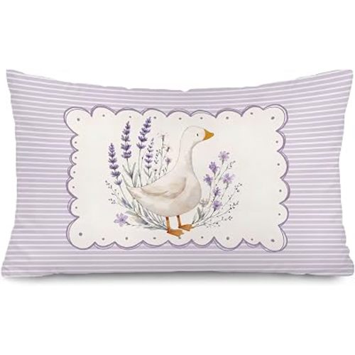Purple Goose Nursery Decor Throw Pillow Cover 12x20 Pillowcases