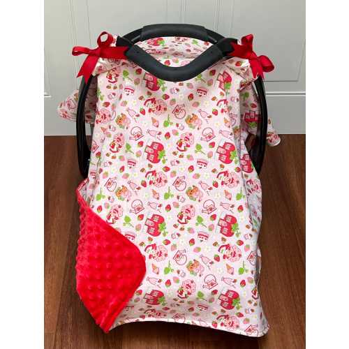 Baby Car Seat Cover Strawberry Shortcake Nursery Newborn Seat Cover Gift Baby Shower Gift Girl Unique Baby Gift Customize Baby Gift Idea