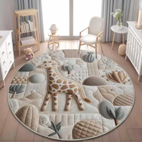 Giraffe Nursery Rug: Round Safari Playroom Decor