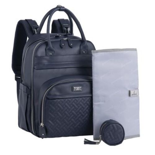 BabbleRoo Diaper Bag Backpack with Changing Pad & Stroller Straps, Midnight Blue Leather, 1 pc