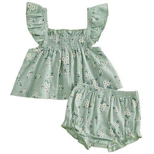 Mubineo Baby Girl Summer Clothes Cute Ruffle Tops Dress Shorts Outfits Set Infant Toddler Shrit Bloomers Princess Outfit