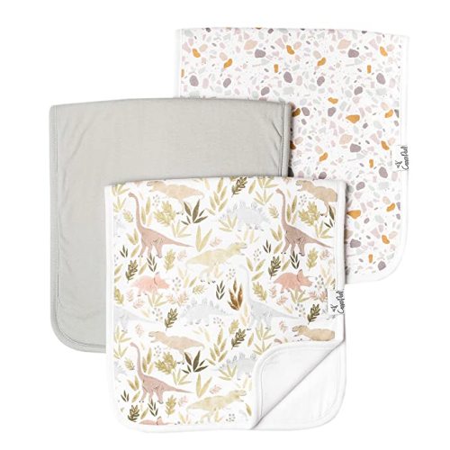 Copper Pearl Premium Baby Burp Cloths - 3-Pack Large Cotton Burp Cloths, Extra Soft Spit Up Rags with 3 Absorbent Layers, Perfect for Baby Girl Gifts (21" x 10" Size, Rex Set)