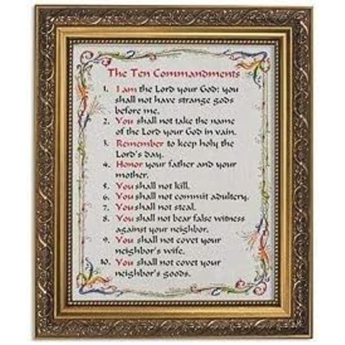 Gerffert Christian Wall Décor Ornate Gold Framed Artwork, 11 x 13-Inch, Ten Commandments