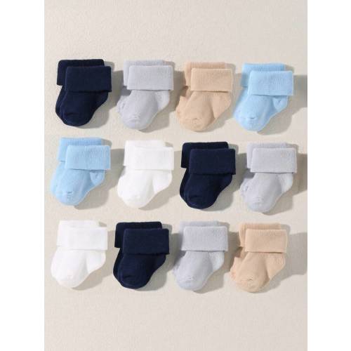 10 Pairs Newborn/Baby Boy Solid Color Thick Warm Flip-Top Socks Socks, Toddler Boys , Casual Warm Socks For Daily Wear, Gift, Suitable For Spring Autumn Winter | SHEIN USA