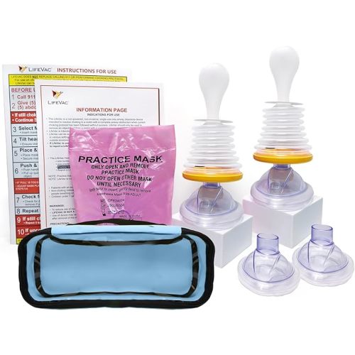 LifeVac Home & Blue Travel Kit Combo - Portable Suction Rescue Device, First Aid Kit for Kids and Adults, Portable Airway Suction Device for Children and Adults