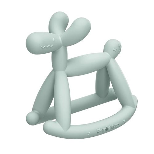 Teething Toy for Baby 0-6, 12, 18 Months Infant, Jellydog Never Drop Food Grade Silicone Rocking Teether, Prevent Choking & Odorless, Less Dust and Hair Adhesion, Baby Gift, Mint Green