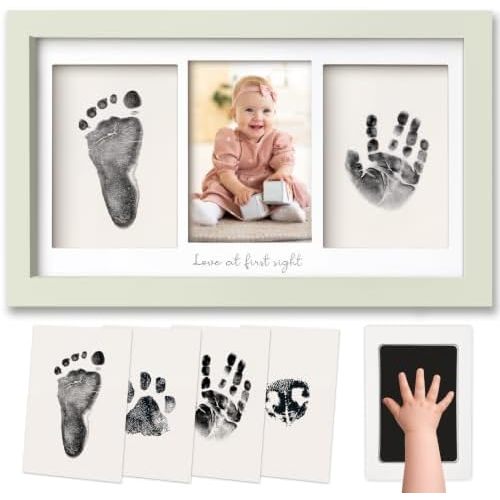 KeaBabies Inkless Hand and Footprint Kit, Boy Girl Newborn Keepsake (Sage)