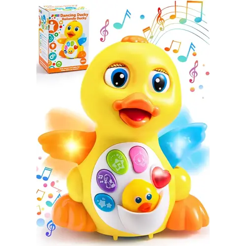 JOYIN Baby Toys Duck, Infant Dancing Crawling Musical Toys 18+ Months, Tummy Time Light Up Learning Duck with Music & Lights, Baby Easter Basket Stuffers Gifts