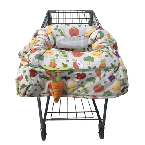 Boppy Shopping Cart Cover for Baby - 360° Coverage Cart Cover for Babies with Safety Harness, Toy Tether, One-Hand Placement, Machine-Washable, 6 Month & Up - Multicolor Farmer's Market