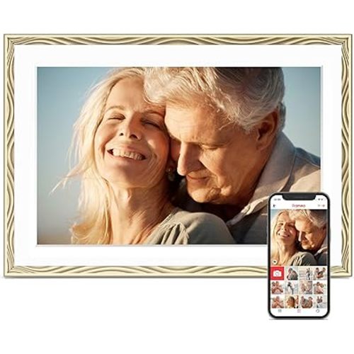 Digital Picture Frame, 10.1'' Frameo Digital Frame Wifi, 32GB Memory, 1280*800 HD Touch Screen Digital Photo Frame, Wall Mountable, Share Instantly, Anniversary, Birthday Gifts for Women, Mom, Golden