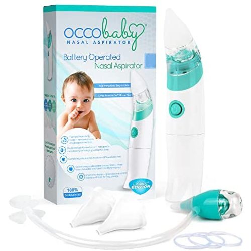OCCObaby Baby Nasal Aspirator - 2 PK Baby Nose Suction Kit- Battery Operated Baby Nose Cleaner and Manual Baby Nose Sucker for Newborns, Infants and Toddlers - Congestion Relief for Babies