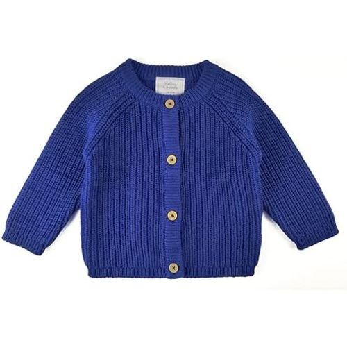 Stellou & friends 100% Cotton Chunky Ribbed Knitted Cardigan for Boys & Girls Ages 0-6 Years