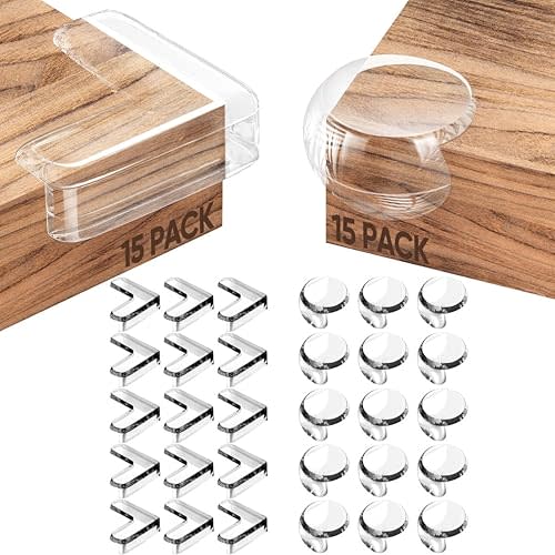 30 Pack Corner Protector Baby, Table Corner Protector Guards Clear Bumper for Furniture Corner Protectors Corner Guards Baby Proof Corner Covers Safety, Round Shape + L Shape
