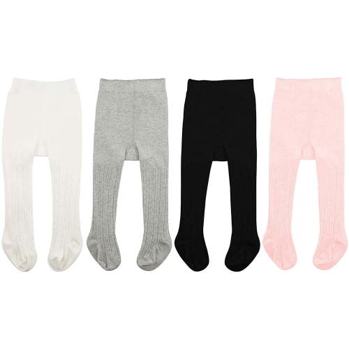 Zando Baby Girl Footed Stockings, Thick Cable Knit Leggings, Cotton Pantyhose for Newborn Infant Toddler