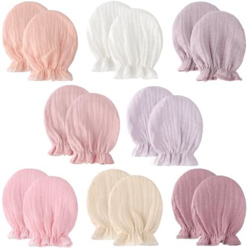 BQUBO Muslin Baby Mittens for Newborn Cotton No Scratch Breathable Gloves