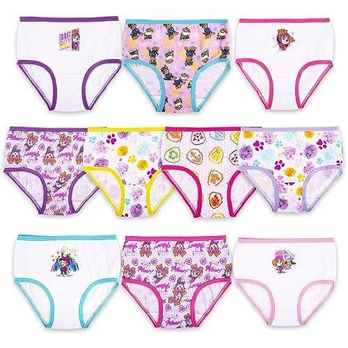 Paw Patrol girls 100% Combed Cotton 10-pack Underwear Available With Chase, Skye, Rubble and More in Sizes 2/3t, 4t, 4, 6, 8