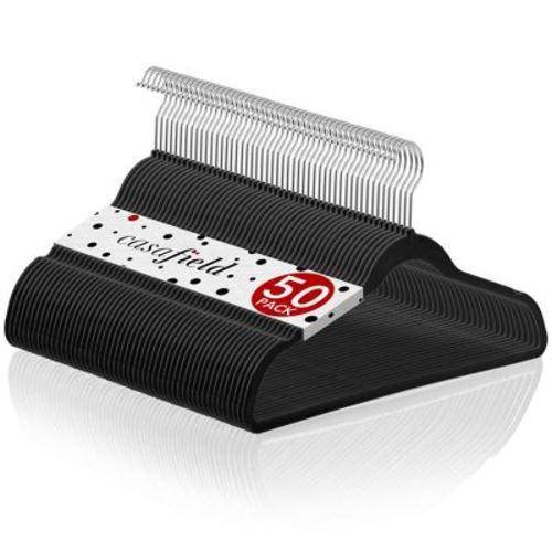 Casafield Velvet Suit Hangers, Space Saving, Non-Slip & Chrome Swivel Hook - Set of 50