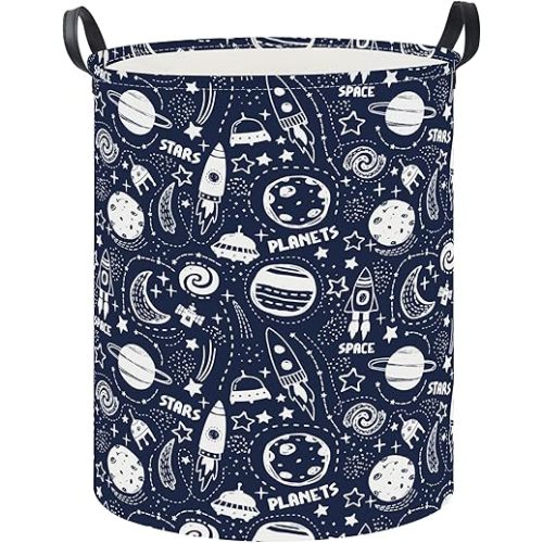 19.7" Laundry Basket,Dirty Clothes Hamper,Waterproof Storage Bin,Room Decor,Gift Baskets,Nursery Hamper(Space Stars)