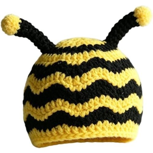 Bumble Bee Baby Knit Hat Soft Cotton Infant Crochet Bee Beanie Cute Animal Themed Hat for Winter, Baby Shower