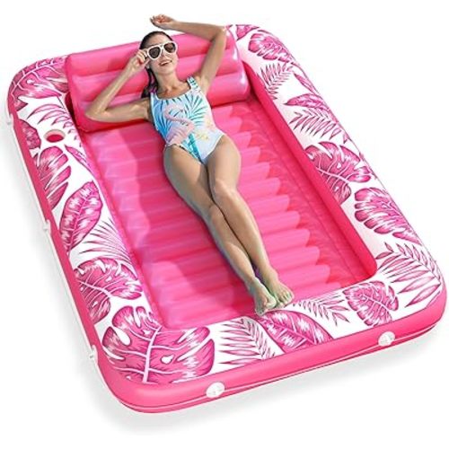Inflatable Tanning Pool Lounger Float - Jasonwell 4 in 1 Sun Tan Tub Sunbathing Pool Lounge Raft Floatie Toys Water Filled Tanning Bed Mat Pad for Adult Blow Up Kiddie Pool Kids Ball Pit