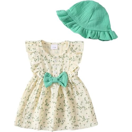 sweetabby Toddler Baby Girl Dresses Summer Clothes Boho Short Sleeve Dress Ruffle Infant Sundress Cute Girls Outfit