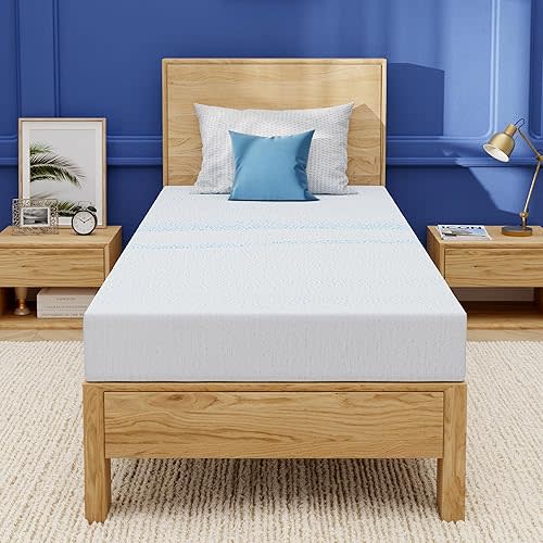EGOHOME 8 Inch Twin Mattress, Gel Memory Foam with Charcoal, Fiberglass Free, CertiPUR-US Certified, Temperature-Regulating, Machine Washable Cover, Bed in a Box, 75"x38"x8", Medium