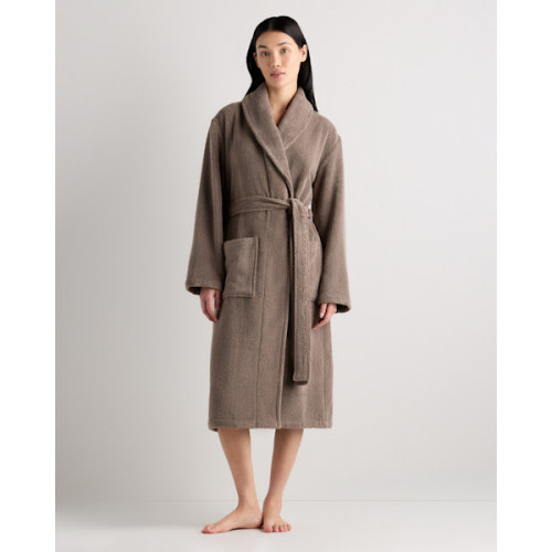 Turkish Cotton Terry Robe in Heather Brown
