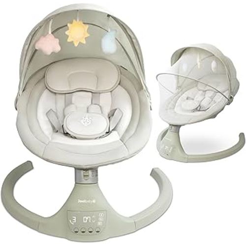 Jool Baby Nova Swing for Newborns - Electric Motorized Infant Swing, Bluetooth Music, 10 Preset Melodies, Remote (Updated Model, Sage)