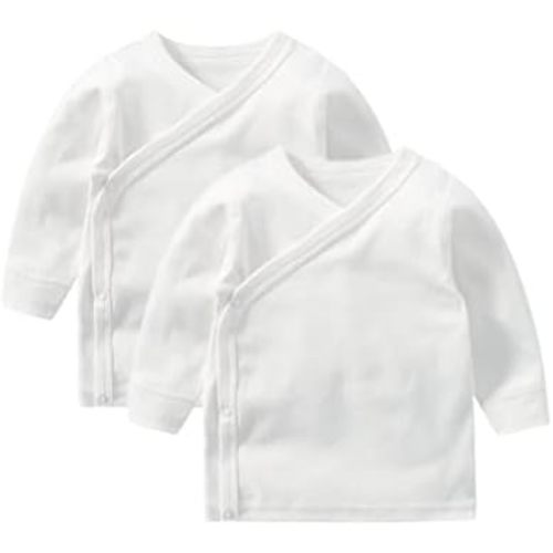 HAOLUKI Baby Long Sleeve Side-snap Cotton Shirt Unisex Newborn Girls Boys Kimono Tee Shirts Top
