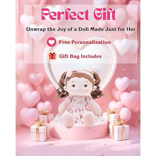 LeyaDoll Personalized Soft Baby Doll Toys for Girls (16''), My First Christmas Dolls, Leya Doll Baby Rag Doll Plush Toys for Toddler Kids Infants -Christmas Special - Princess Breeze