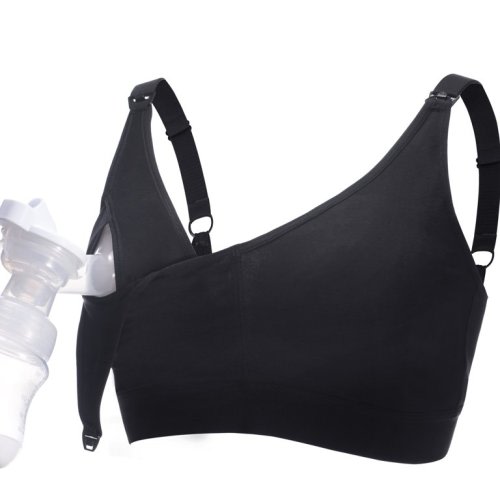 Momcozy Pumping Bras Hand Free for Women, Maternity Nursing Bras with Pads, Black Small