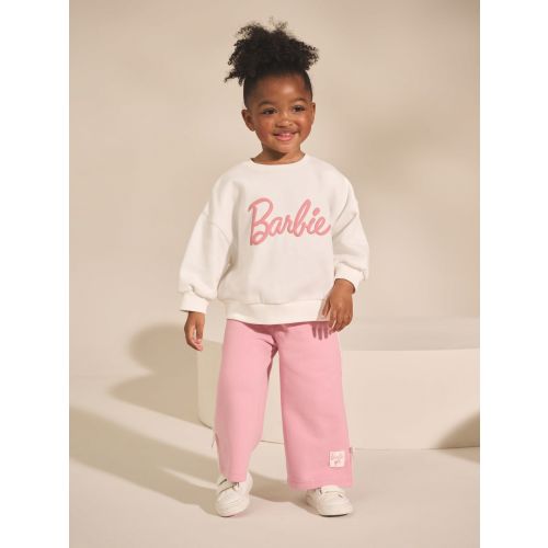 Cream/Pink Barbie Sweatshirt & Wide Leg Joggers Set (3mths-7yrs)