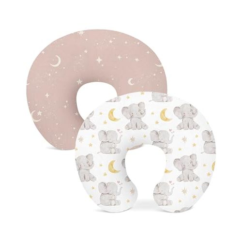 Nursing Pillow Covers 2 Pack, Breastfeeding Pillow Slipcovers Soft and Stretchy, Nursing Covers for Baby Girls Boys Newborn