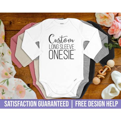 Custom and Personalized Long Sleeve Baby Onesie® For Boys and Girls