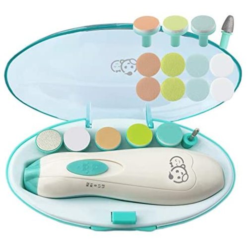 Baby Nail Clippers 20 in 1 by Royal Angels | Safe Electric Baby Nail Trimmer, Baby Nail File Kit, Additional Replacement Heads, Newborn Toddler Toes and Fingernails, Trim and Polish (Green)