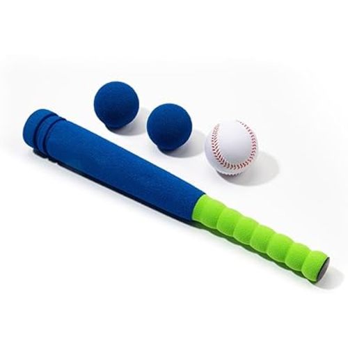 CeleMoon Soft Foam Kids Baseball Bat Toy Set with 3 Balls, 16.5 Inch [Mini Size] for Toddlers Ages 3+, Indoor Outdoor Sport TBall Playing Game, Blue