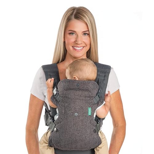 Gray, Infantino Flip 4-in-1 Convertible Baby Carrier, Adjustable, Ergonomic Babywearing, Registry Essential, Baby Carrier for Newborn to Toddler