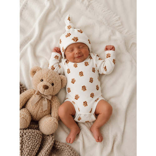 Teddy Bear | Organic Cotton Pointelle Baby Clothes Bodysuit – SpearmintLOVE
