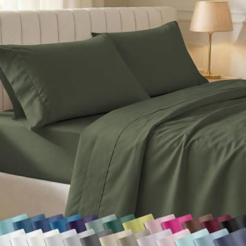 California Design Den Soft 100% Cotton Sateen King Size Sheets Set, 4 Pcs