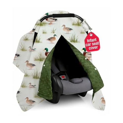 Mallard Duck Car Seat Cover - Minky Infant Car Seat Canopy with Peekaboo Opening, Multi-Use Nursing Cover & Stroller Blanket, 27.5 x 39 Inch for Newborn Baby Boy Girl
