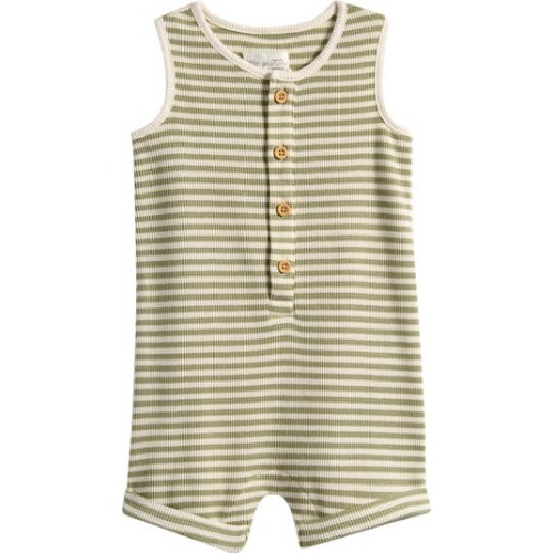 Stripe Stretch Cotton Blend Romper, Newborn
