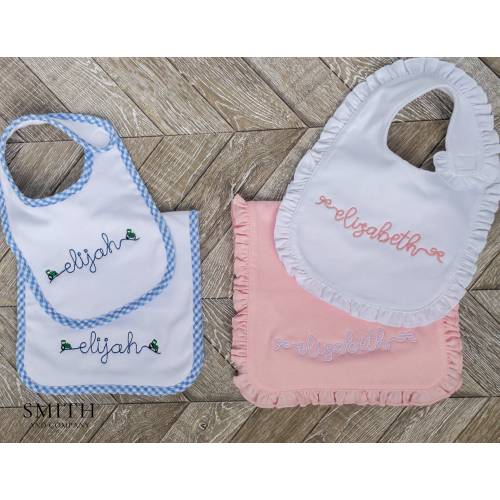 Personalized Baby Bib and Burp Cloth Set