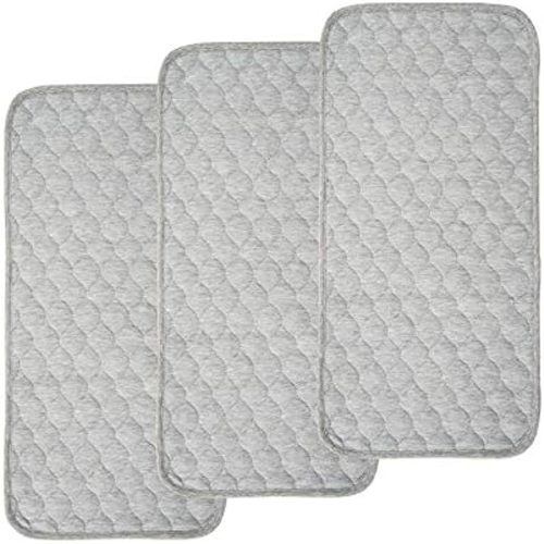 BlueSnail Quilted Thicker Waterproof Changing Pad Liners 3 Count(Gray 13” x 27”)