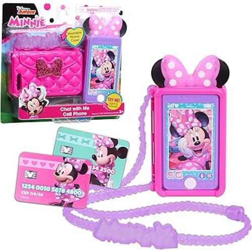 Disney Junior Minnie Mouse Chat with Me Pretend Play Cell Phone Set, Lights and Sounds, Kids Toys for Ages 3 Up by Just Play