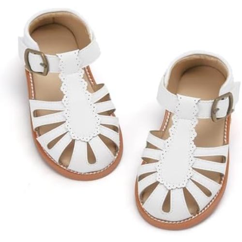 Felix & Flora Toddler Girls Sandals Soft Rubber Princess Flat Shoes Summer Flower Girl Shoes