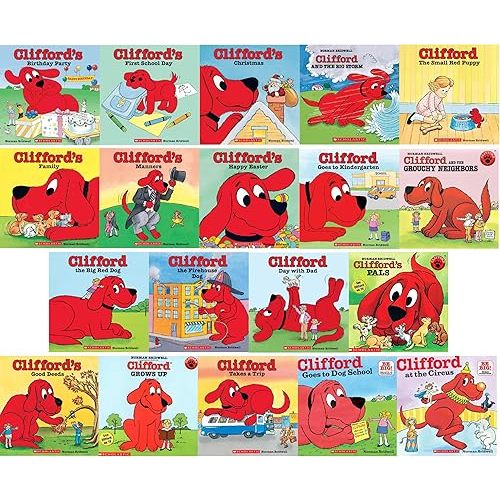 Clifford the Big Red Dog 19 Book Set: Clifford's Good Deed, Visits Hospital, To the Rescue, Thanksgiving Visit, Day with Dad, Takes a Trip, Family, the Firehouse Dog, Goes To Dog School, Halloween, Birthday Party, Manners and 7 More Titles Paperback – Jan